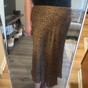 Leopard Print Silky Midi/Maxi Skirt-Size XXL